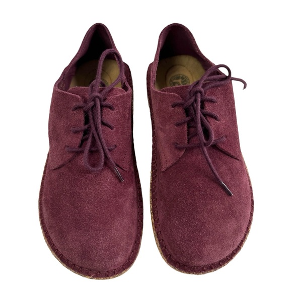 NWOB Birkenstock Gary Maroon Suede Leather Lace-Up Derby Shoes Women's Size 5 - Picture 4 of 16